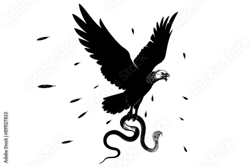eagle and snake fight vector ...