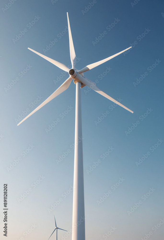 A futuristic wind turbine with sleek design. A futuristic wind turbine with sleek design.