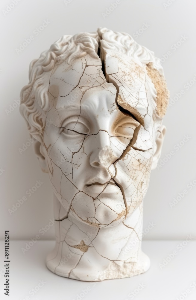 Cracked and weathered ceramic sculpture Cracked and weathered ceramic sculpture