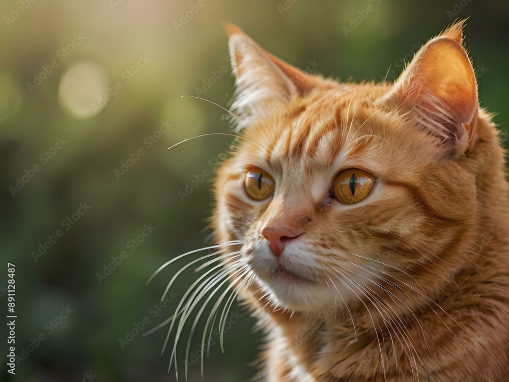 orange cat with blur background, orange cat is sitting and looking orange cat with blur background, orange cat is sitting and looking