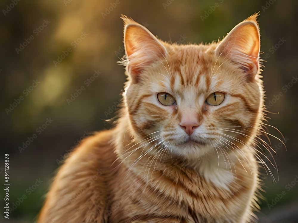orange cat with blur background, orange cat is sitting and looking orange cat with blur background, orange cat is sitting and looking