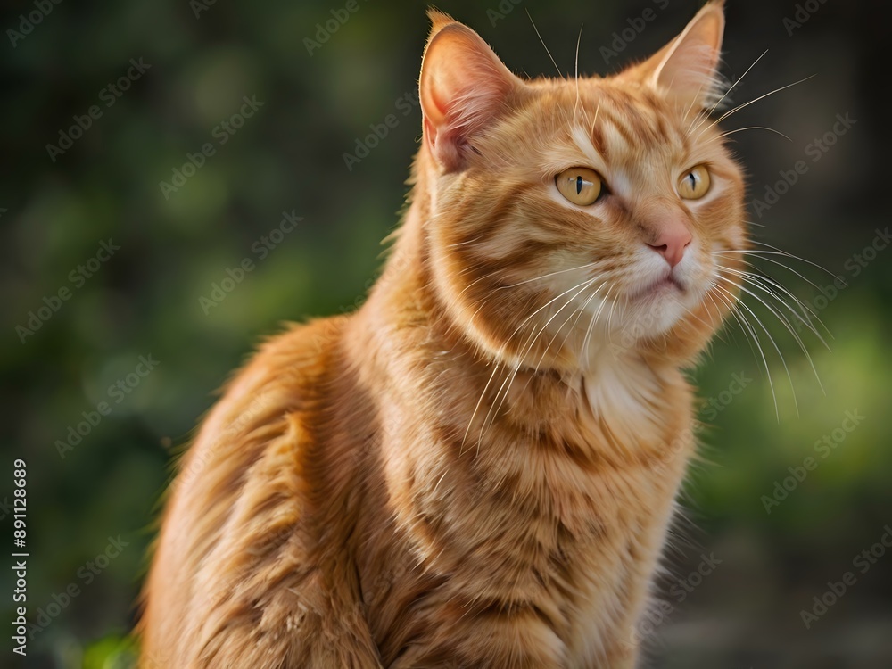 orange cat with blur background, orange cat is sitting and looking orange cat with blur background, orange cat is sitting and looking
