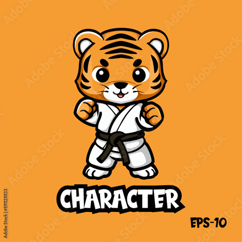 Karate tiger logo, vector, illustration, eps 10, mascot, character, cute