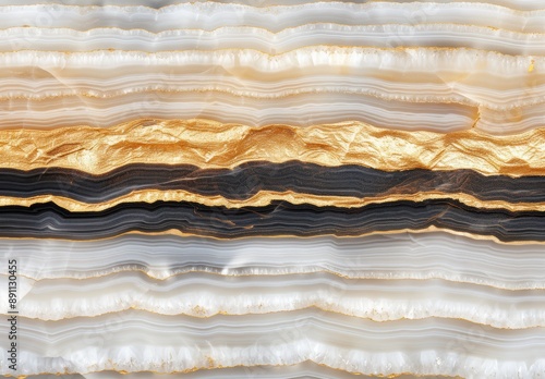 Wallpaper Mural Layers of golden and gray agate stone Torontodigital.ca
