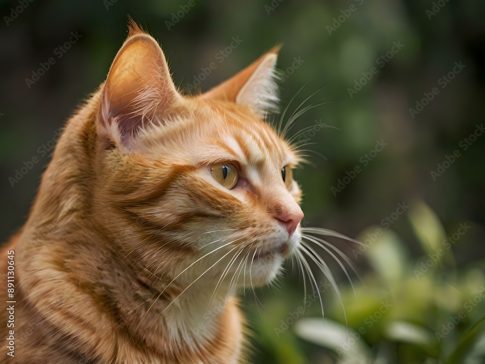 orange cat with blur background, orange cat is sitting and looking orange cat with blur background, orange cat is sitting and looking