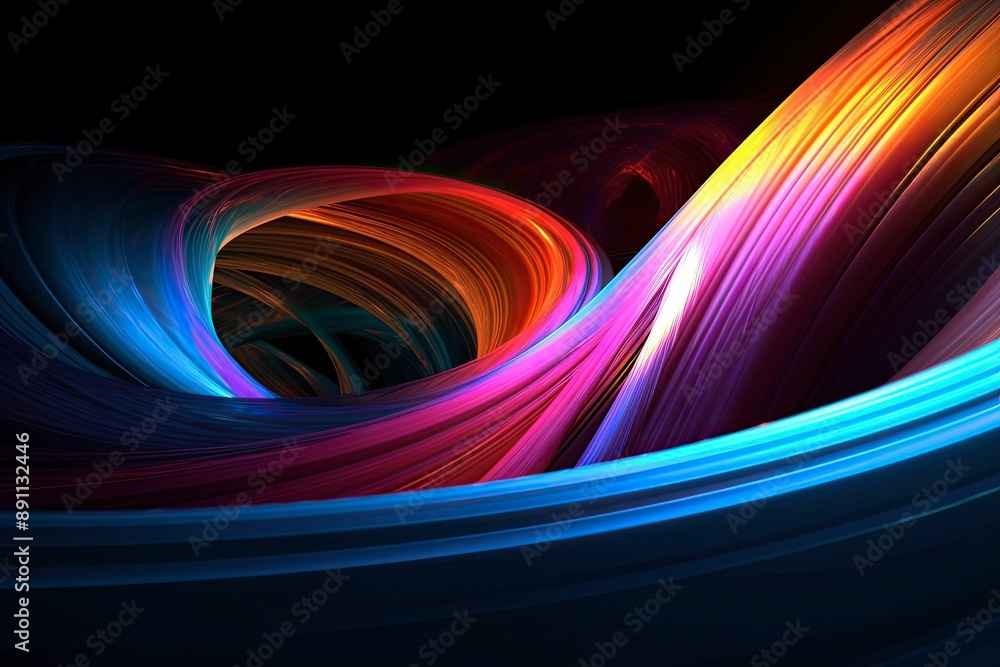 Employ the image as a foundational element in digital artworks, design projects, and visual compositions. The vibrant luminous lines and