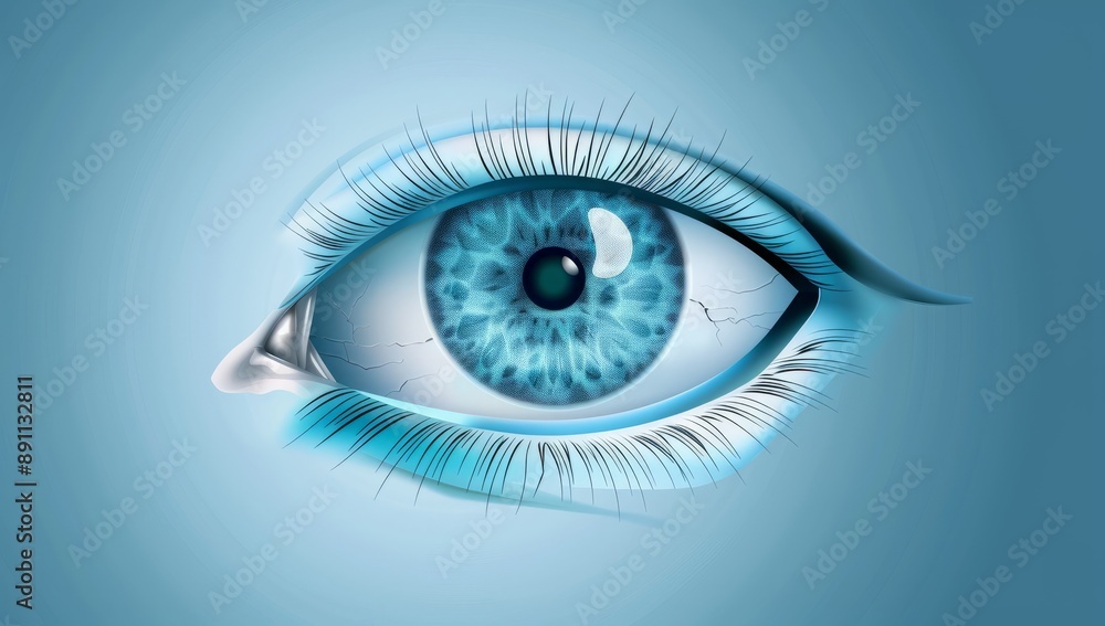 Abstract eye icon with blue eyeball Abstract eye icon with blue eyeball