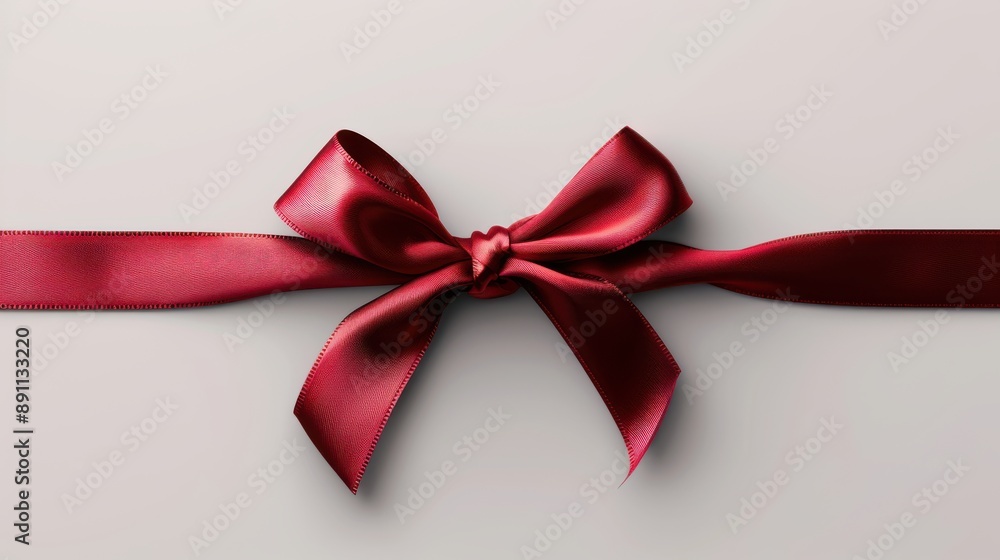 Gift Ribbon, Close-up of red ribbon bow on light background, Present Wrapping Gift Ribbon, Close-up of red ribbon bow on light background, Present Wrapping