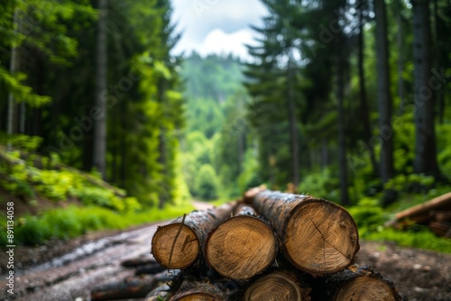 Sustainable skidding practices in the forest environment involve techniques for moving logs from the forest floor to a landing area with minimal impact on the ecosystem.