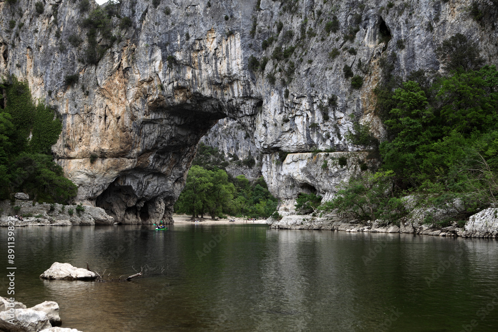 Gorges in the Ardeche river - Pont d'Arc - Vallon-Pont-d'arc - Ardeche - France Gorges in the Ardeche river - Pont d'Arc - Vallon-Pont-d'arc - Ardeche - France
