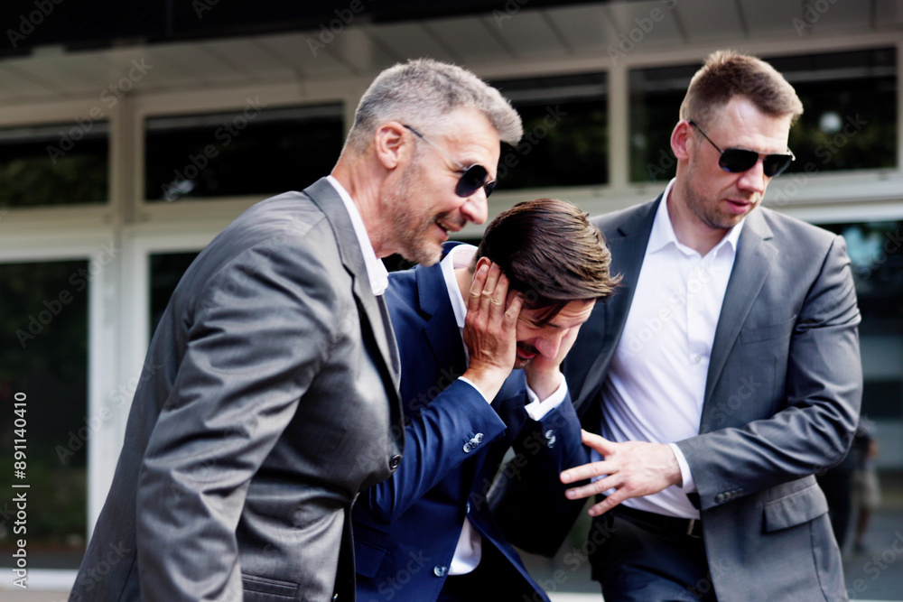 Elite bodyguards protect businessman during evacuation Elite bodyguards protect businessman during evacuation