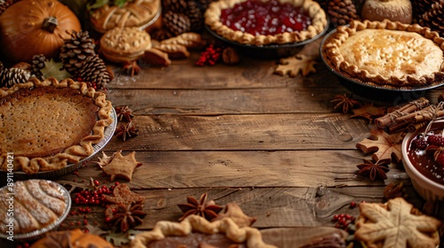 Autumnal Feast with Pies and Decor