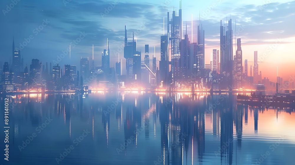 Fototapeta premium city skyline at sunset