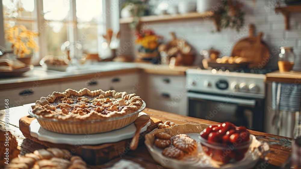 Freshly Baked Pie on Kitchen Counter Freshly Baked Pie on Kitchen Counter