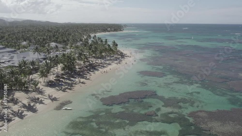 drone shoot in the sea of dominican republic in the caribbean with beautifull sunny day in a beach of turisim