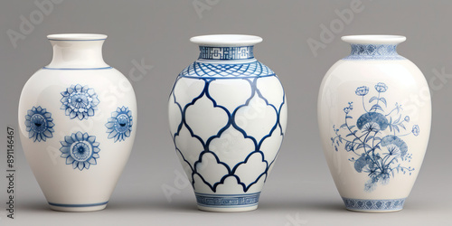 Blue and white porcelain vases in Ming and Qing Dynasties in China