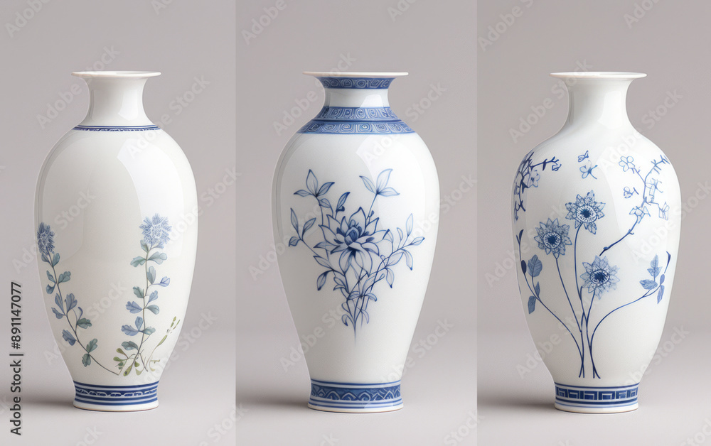 Blue and white porcelain vases in Ming and Qing Dynasties in China Blue and white porcelain vases in Ming and Qing Dynasties in China