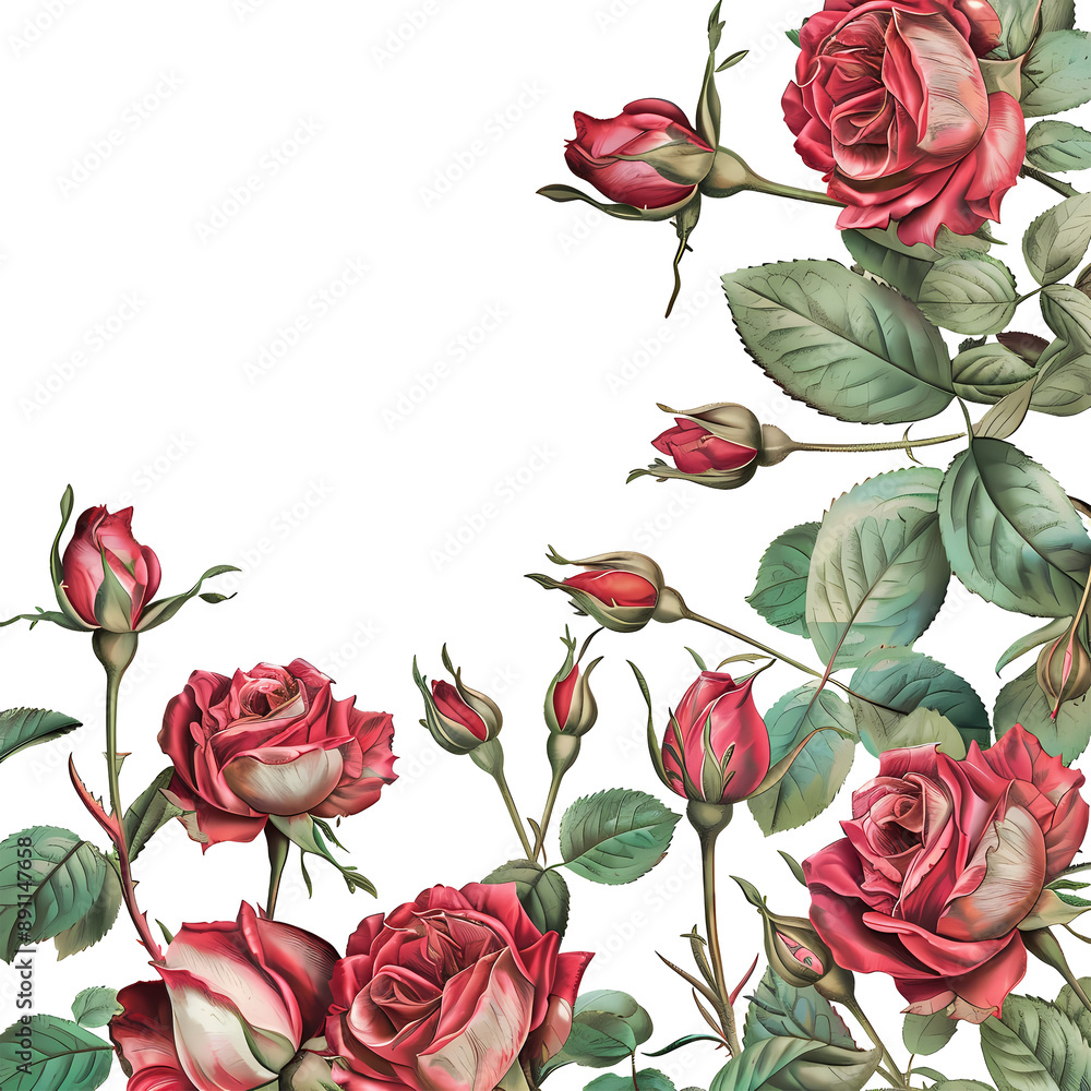 Obraz premium roses frame on white background