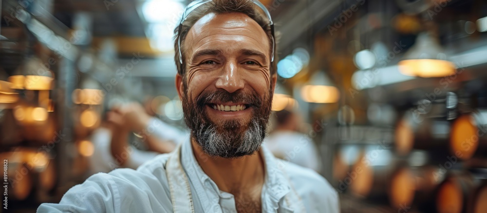 A Man with a Happy Smile at the Brewery