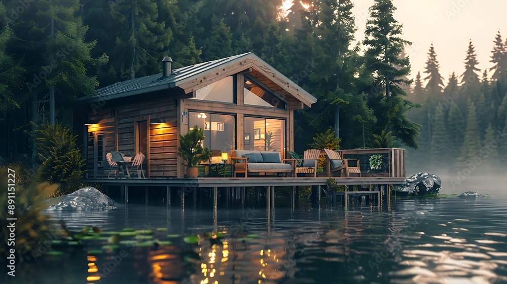 Fototapeta premium Cabin on the Lake