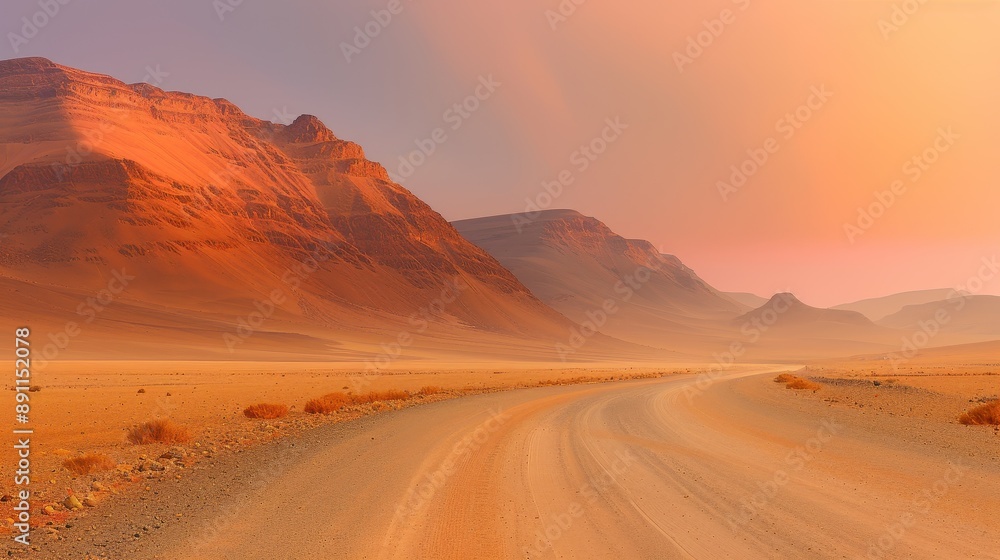 Naklejka premium Desert Road at Sunset