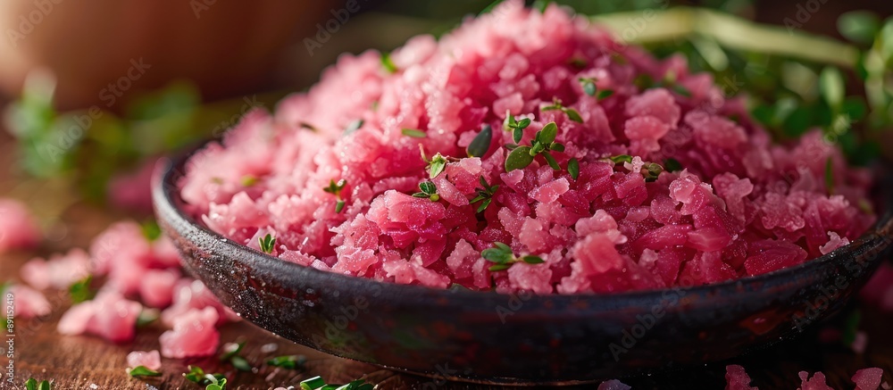 Close-up of Pink Himalayan Salt with Fresh Thyme Close-up of Pink Himalayan Salt with Fresh Thyme