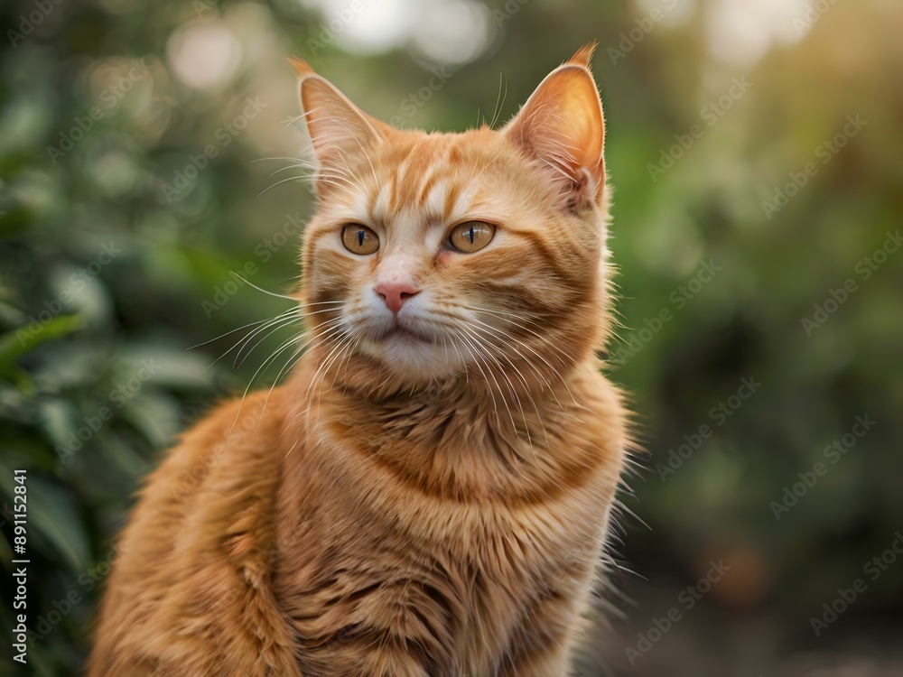 orange cat with blur background, orange cat is sitting and looking orange cat with blur background, orange cat is sitting and looking