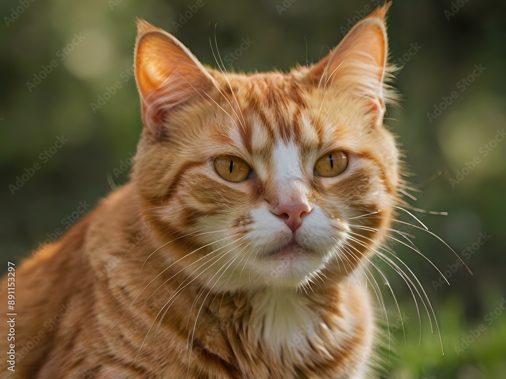 orange cat with blur background, orange cat is sitting and looking orange cat with blur background, orange cat is sitting and looking