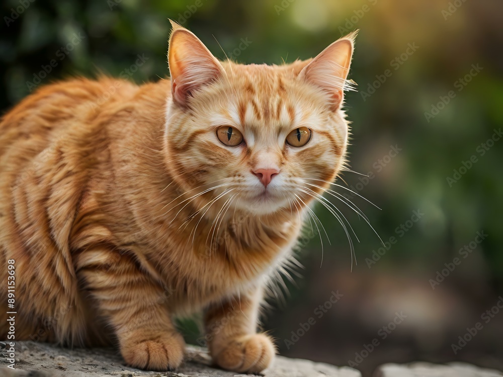 orange cat with blur background, orange cat is sitting and looking orange cat with blur background, orange cat is sitting and looking