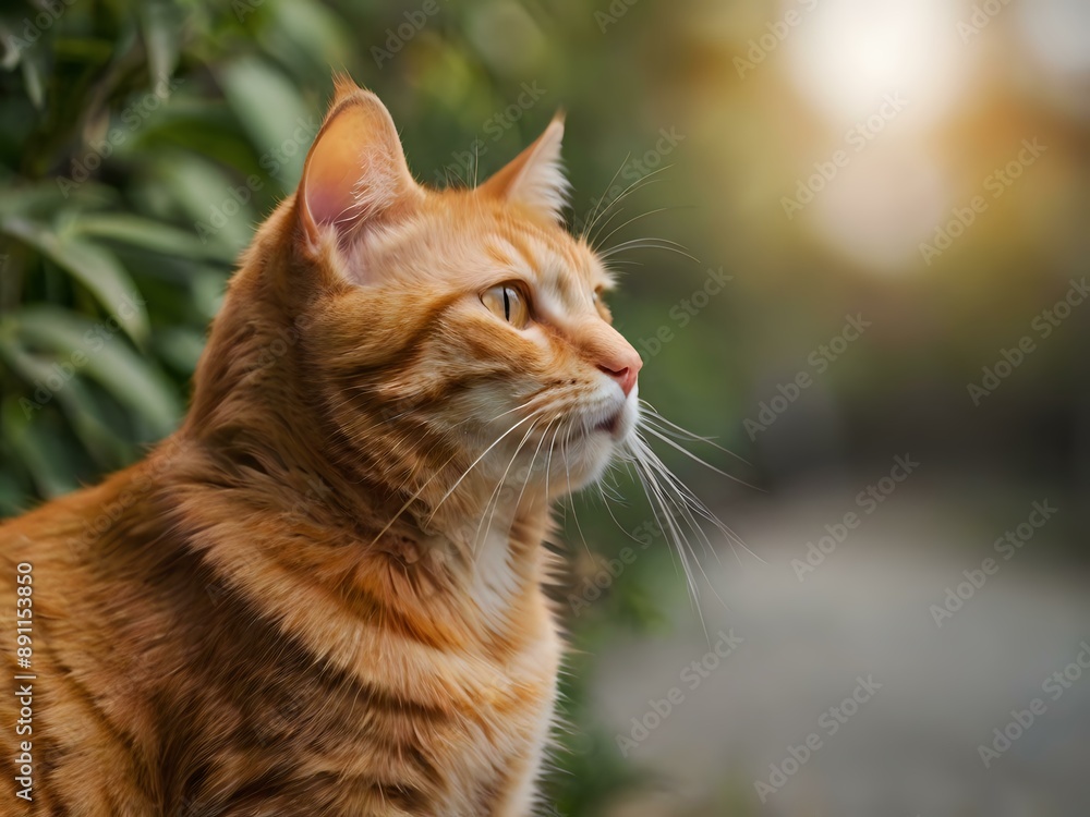 orange cat with blur background, orange cat is sitting and looking orange cat with blur background, orange cat is sitting and looking