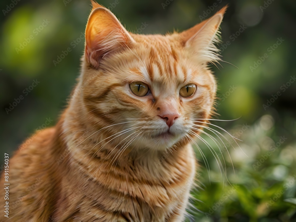 orange cat with blur background, orange cat is sitting and looking orange cat with blur background, orange cat is sitting and looking