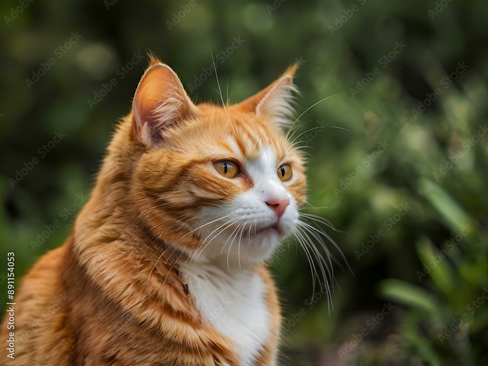 orange cat with blur background, orange cat is sitting and looking orange cat with blur background, orange cat is sitting and looking
