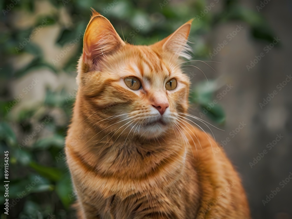 orange cat with blur background, orange cat is sitting and looking orange cat with blur background, orange cat is sitting and looking