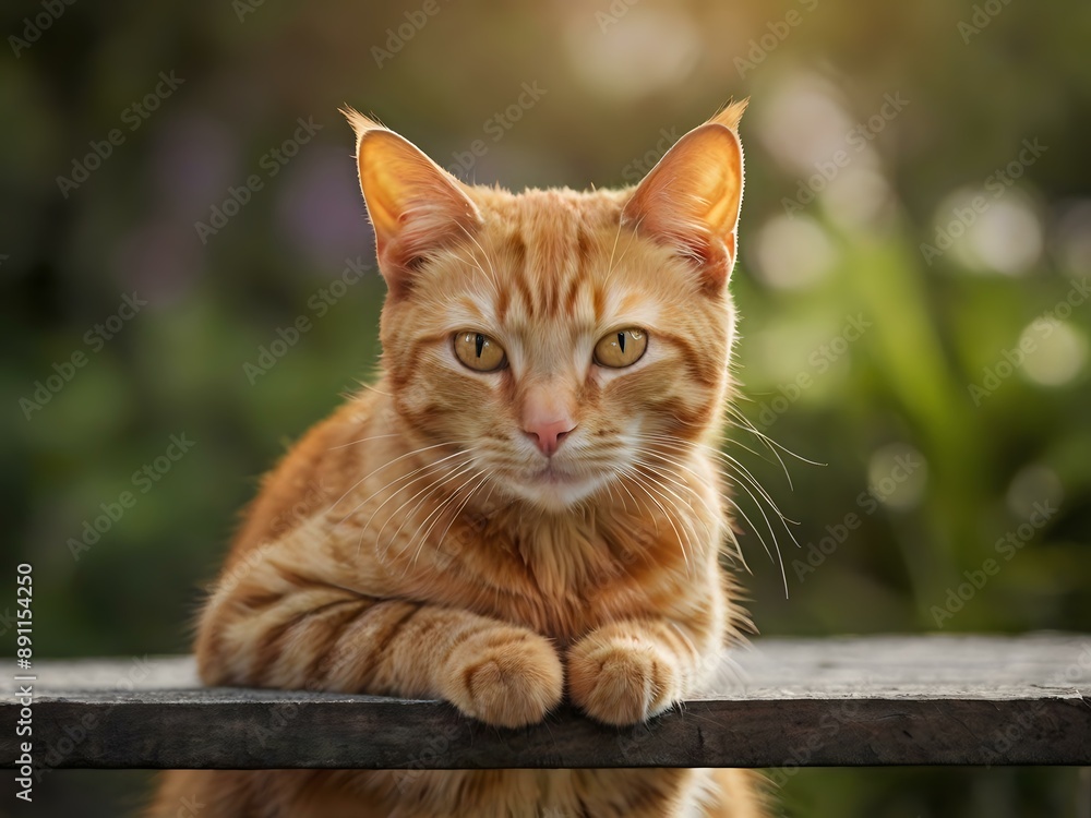orange cat with blur background, orange cat is sitting and looking orange cat with blur background, orange cat is sitting and looking