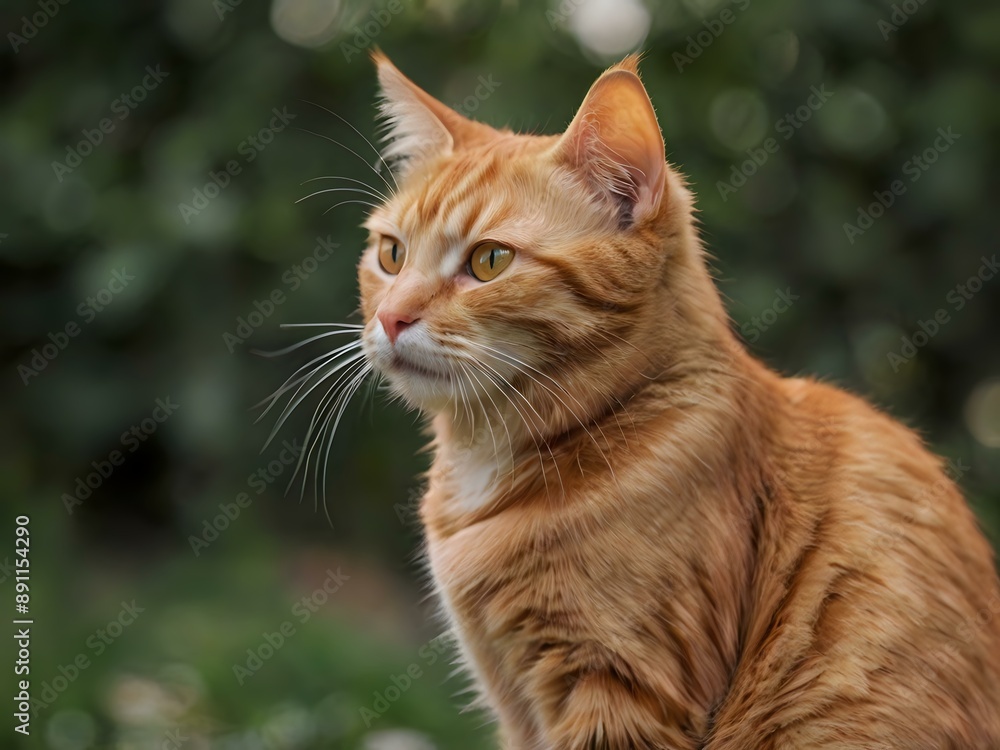 orange cat with blur background, orange cat is sitting and looking orange cat with blur background, orange cat is sitting and looking