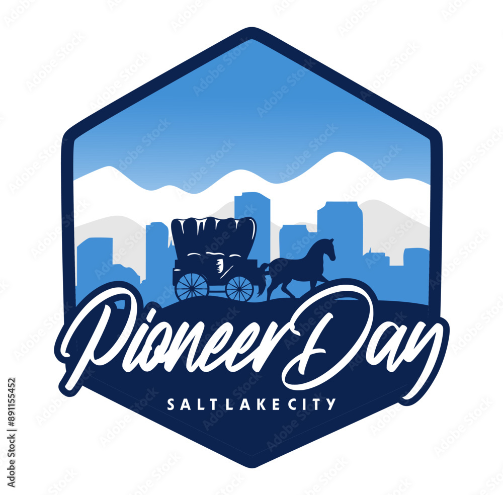 Naklejka premium Happy Pioneer Day in Salt Lake City Utah