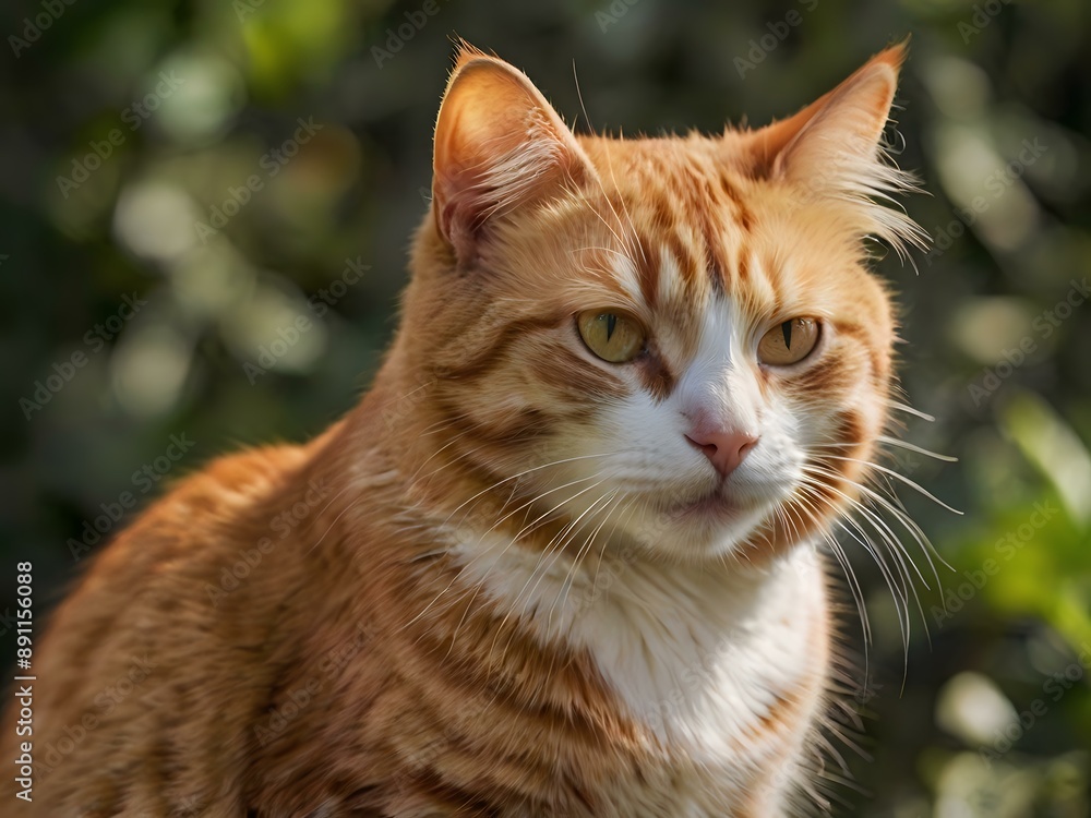 orange cat with blur background, orange cat is sitting and looking orange cat with blur background, orange cat is sitting and looking