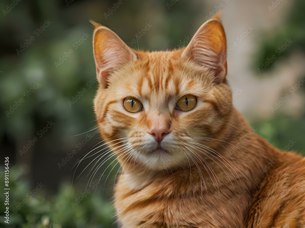 orange cat with blur background, orange cat is sitting and looking orange cat with blur background, orange cat is sitting and looking