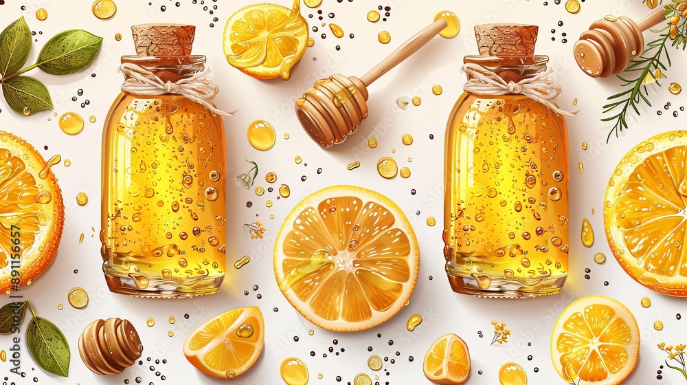 vector, illustration, flat, Honey hand drawn vector illustration. Seamless pattern. Healthy food illustration. Design for packaging. Hand drawn background vector, illustration, flat, Honey hand drawn vector illustration. Seamless pattern. Healthy food illustration. Design for packaging. Hand drawn background