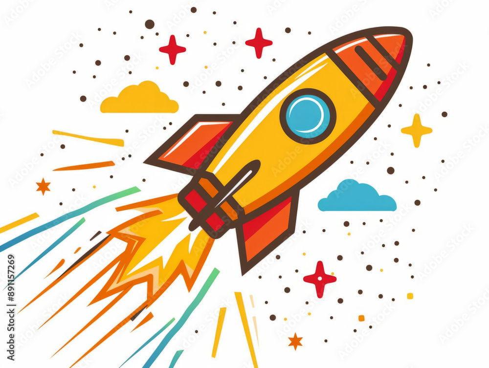 Naklejka premium rocket ship taking off