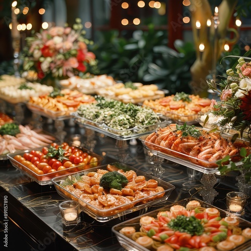 Elegant Catering Setup Pose with Fine Dining Table Setting and Floral Arrangements