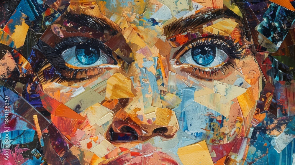 Fototapeta premium Close-Up Portrait with a Collage-Style