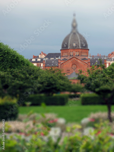 Photography Sankt Markus Church and garden - Tilt shift - Copenhagen - Denmark