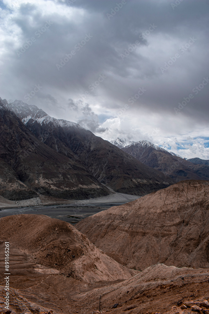 Snow mountains of Ladakh. Beautiful peak view of Himalayas. Natural beauty of Ladakh in India. Famous tourist place in the world Travel and Landscape Snow mountains of Ladakh. Beautiful peak view of Himalayas. Natural beauty of Ladakh in India. Famous tourist place in the world Travel and Landscape
