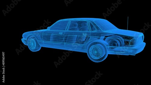 Holographic Wireframe Spinning Car
