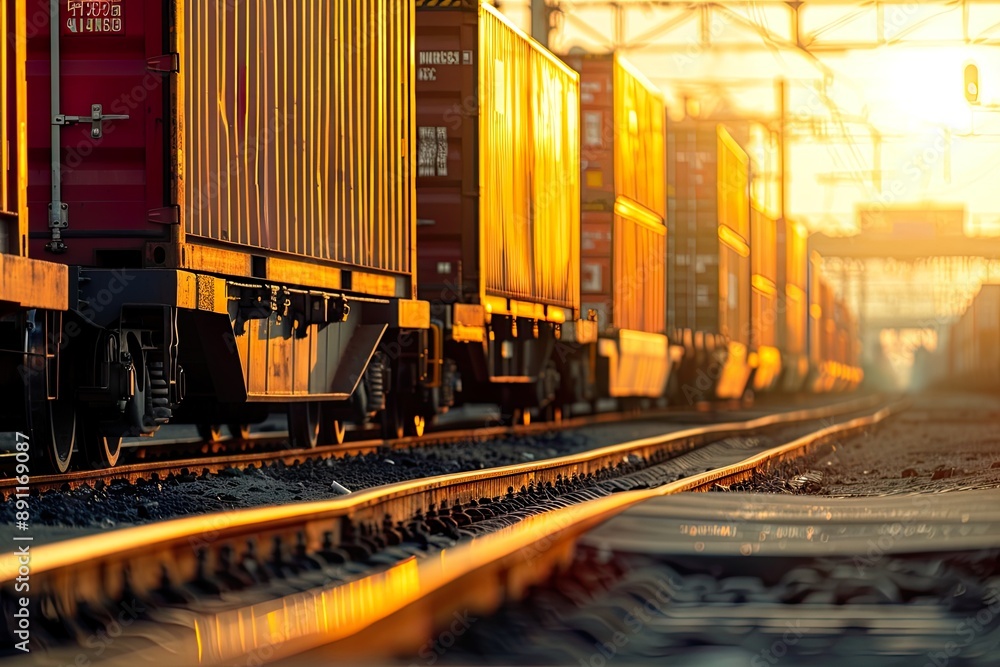 Shipping Container Loaded onto Freight Train Shipping Container Loaded onto Freight Train
