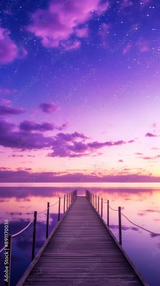 Fototapeta premium Purple sky and sea outdoors horizon nature.