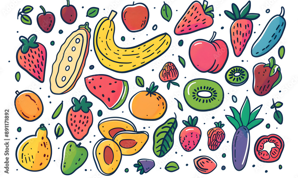 vegetable and fruits photo or illustrator on white background