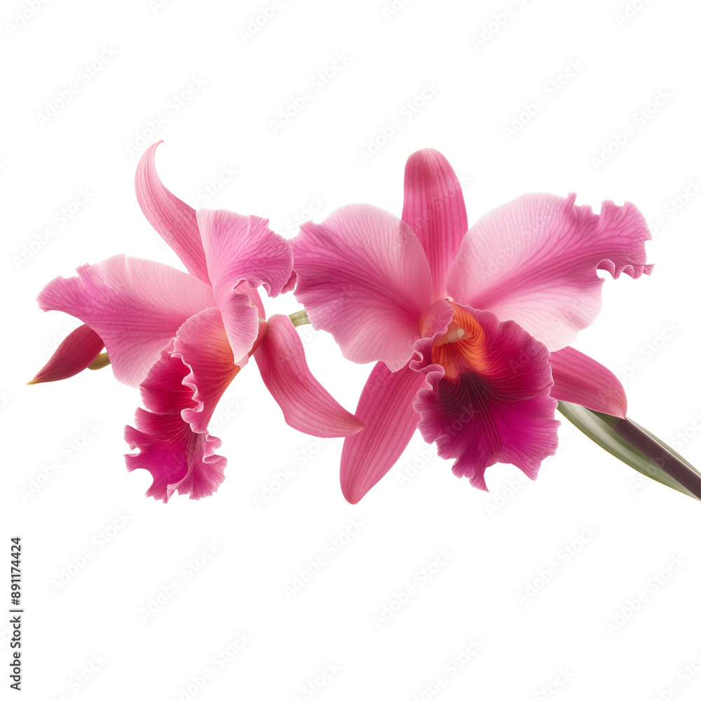 Fototapeta premium Pink Cattleya Orchid ,purple, yellow ,orange on transparent background. 