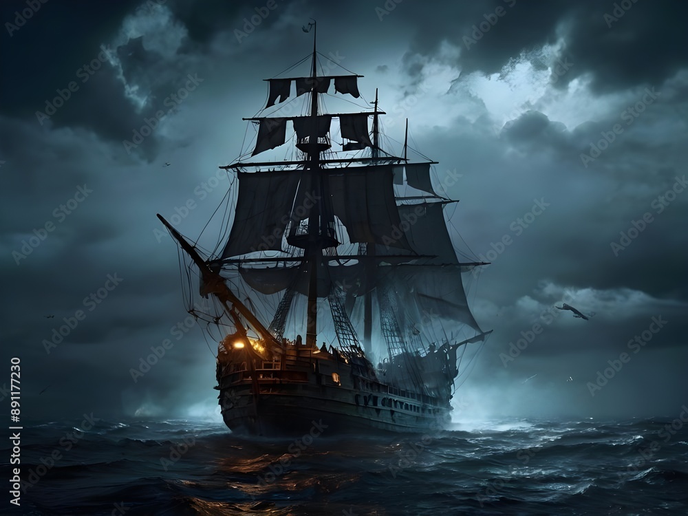 Fototapeta premium A legendary ghost ship on the sea-G7